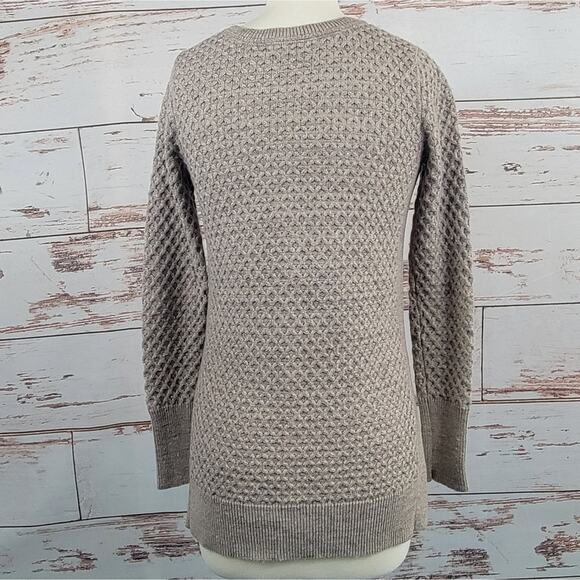 Athleta Honeycomb Sweater Tunic Oatmeal Heather Merino Blend Size XXS - Picture 4 of 9